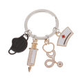 Doctor Keychain Medical Tool Key Ring Syringe Stethoscope Nurse Cap Key Chain.