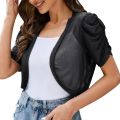 Women Summer Chiffon Bolero Cardigan Crop Tops Elegant Wraps Shawls Cover Ups Bridal Chiffon Wedding Cape Wrap Blouse Blusa. 