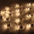 13m LED Globe Festoon Gtring Light Fairy Outdoor Wedding Garden Party Patio Decor String Light White Wire For Hang Camping--Transparent bulb-- 220V. 