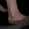 Wedding Fashion New 925 Sterling Silver Shine Round Cubic Zirconia Multilayer Chain Anklets For Women Girl LB017. 