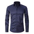 New 2023 Men's Long Sleeve Dress Shirts Anti-Wrinkle No-Ironing Elasticity Slim Fit Men Social Formal Shirts Solid Camisas Male. 