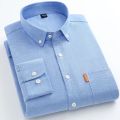 Casual men shirt long sleeve white Solid Color Pocket Male Social Formal Men Shirt Long Sleeve Slim Fit Cotton Button Up Shirt. 