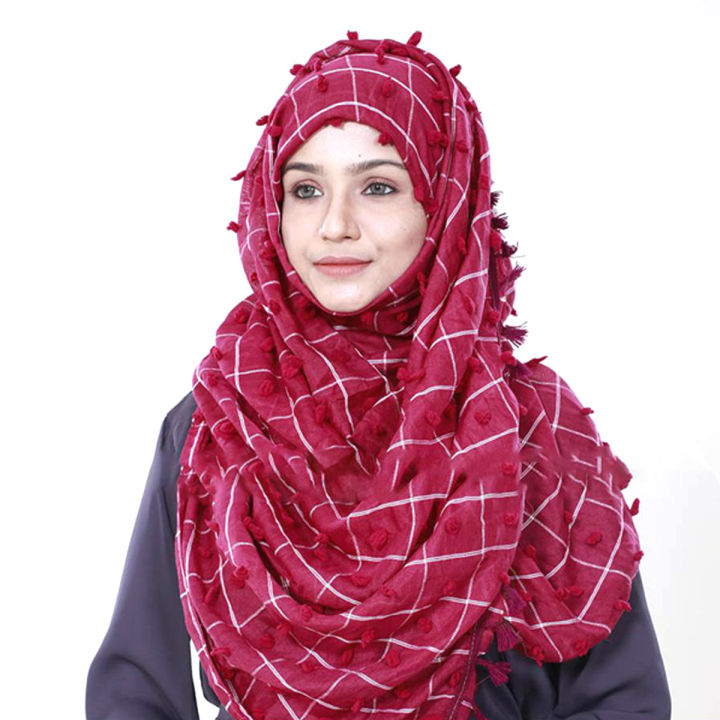 Stylish Pom Cotton Hijab, Orna, Scarf for Woman - Hijab - Hijab Collection - Hijab