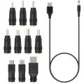 DC Power Cord USB to 5.5X2.1 Multifunctional Dc Interchangeable Plug. 