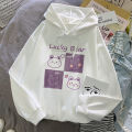 Sweater Hooded Girls' Spring and Autumn New Korean Style Cartoon Printed Student Pullover Top Middle and Big Children's Coat Fashion. 