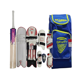 7 in 1 Premium Cricket Kit Full Set For Players Cricket Complete Cricket Kit Package (English Willow Bat + Legguard Pad + Batting Gloves + Thigh Guard + Abdominal Guard + Elbow Guard + Kit Bag)