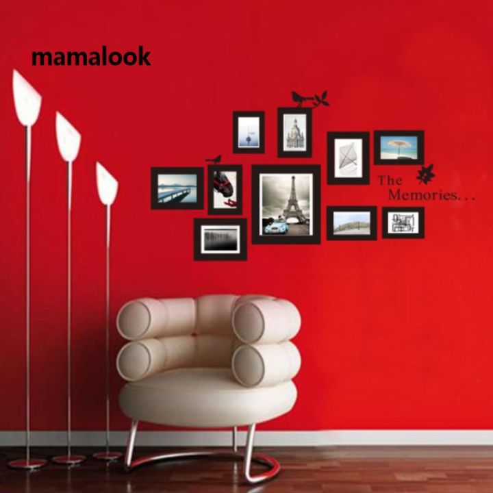 THE MEMORIES Photo Frame Bird Wall Sticker Vinyl Bedroom Living Room Removable Self-Sticking Sticker Mural