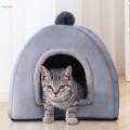 Cat Bed for Indoor Cats Cozy Kennel Snooze Calming Pet Bed Semi Enclosed Cat Nest Cat House Gray S. 