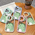 Chenyyka For Xiaomi Redmi 9A Redmi 9I Case Cartoon Cute Green Dinosaur Shockproof Clear Phone Cases Little Monster Camera Lens Protective Cover Silicone Transparent Soft Case. 
