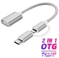 2 in1 OTG USB Cable Adapter Micro USB Type C To USB Converter Mini Short Microusb Cable USB C Charging Charger Cable. 