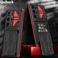 Quiberk for Samsung Galaxy S24 Ultra 5G Card Slot Case Camera Lens Protector Stand Shockproof Hard Cover.