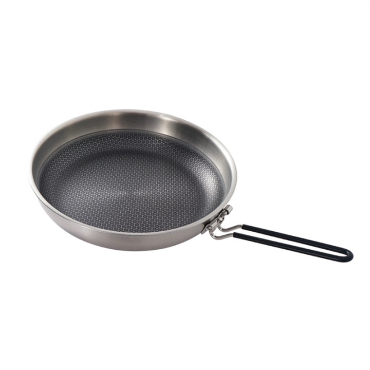 1 Piece Outdoor Stainless Steel Honeycomb Shading Non-Stick Pan Camping BBQ Frying Pan Induction Cooker Gas Stove Folding Wok