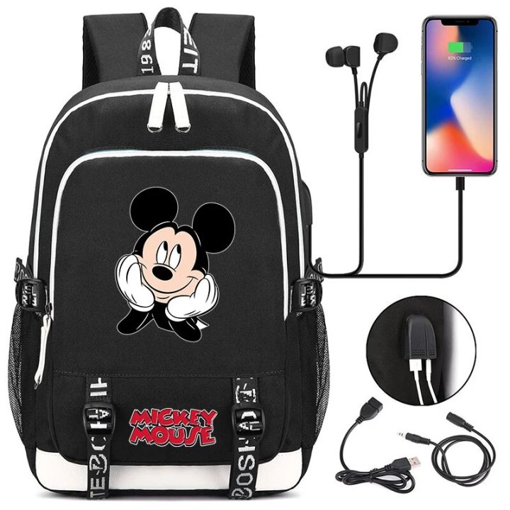 Disney Mickey Mouse Backpack for Boy Girl Back To School Bookbag Teenage Cartoon Printing Bagpack School Bag Laptop USB Men Bags