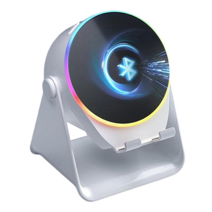 Smartphone Holder with Wireless Induction Speaker, Bluetooth Speaker, Cell Phone Stand, Stereo Sound, RGB Ambient Light