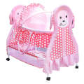 New born swing cradle baby bassinet with mosquito net canopy and wheels Bassinet (Pink).