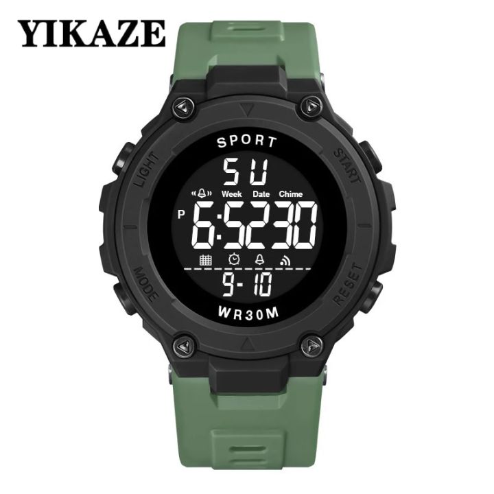 YIKAZE Men's Sports Watch Multifunction LED Digital Watch 30M Waterproof Outdoor Sport Electronic Watches Student Military Clock