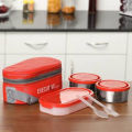 Lunch Box 2 Steel & 1 Microwave Safe Plastik Box. 