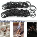 100pcs/set Black Hair Ties For Men No Damage No Breakage Ribbon Flat Hair Bands For Guys Long Men Hair Accessories. 