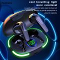 Fashions Wireless 5.3 Bluetooth Gaming Headset Low Latency Breathing Light Headphone with LED Power Display for iPhone Samsung Huawei.