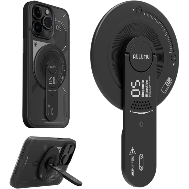 Aulumu G05 4-in-1 Magnetic Phone Stand Grip Compatible with MagSafe Removable 360° Adjustable Phone Kickstand with Box Opener