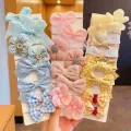 10pcs/Set Children Bowknot Flower Hair Rope Candy Color Bow Hairbands for Women Girls Ponytail Rubber Bands Scrunchies Xmas Gift. 
