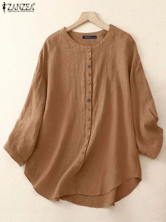 Women%20Vintage%20Long%20Sleeve%20Blouse%20Spring%20O%20Neck%20Casual%20Buttons%20Down%20Shirt%20Loose%20Tunic%20Tops%20Fashion%20Party%20Blusas%20Chemise%20-%20Image%203