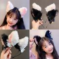 Cat Ear Headband Women Girls Bowknot Bell Chocker Necklace Plush Furry Hair Band Hair Clips Paws Anime Props Cosplay Party. 