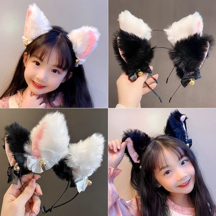 Cat Ear Headband Women Girls Bowknot Bell Chocker Necklace Plush Furry Hair Band Hair Clips Paws Anime Props Cosplay Party