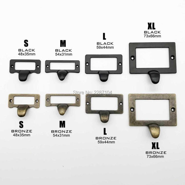 Pull tab frame put cabinet drawer label black decorative furniture heavy duty antique brass 2pcs small hand file name card holder