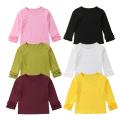 1-5Years Kids Baby Girl Ruffle Long Sleeve T-shirt Tops Solid Cotton Casual Children Basic T Shirts Girls Clothes Summer Autumn. 