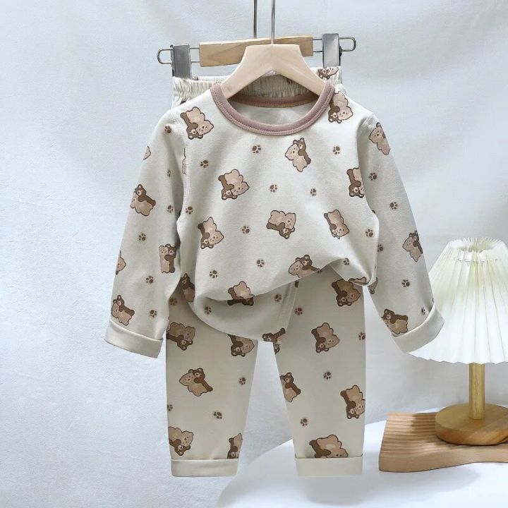 Baby Boy Girl Pajamas Autumn Long Sleeved Children's Clothing Sleepwear Teen Pajama Lycra Pyjamas Sets For Kids 2 4 6 8 10 Years