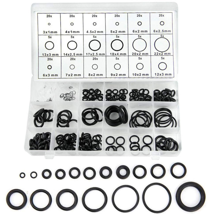 225PCS Rubber O Ring Oil Resistance O-Ring Washer Gasket Seals optimumWatertightness Assortment Different Size and Plastic Box Kit Set