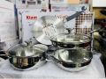KIAM NATURAL TRI-PLY STAINLESS STEEL COOKWARE 7-PIECE SET- KARAI 26 CM, CASSEROL 26 CM, RUTI TAWA 26 CM, FRY PAN 24 CM.