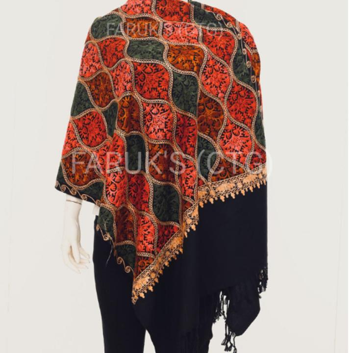 Kashmir Poshmina Shawl Hand Knitted Soft Warm Throw in Natural Colors 22 X 70 Inches