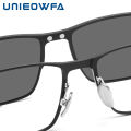 Pure Titanium Magnetic Clip on Glasses Frame Men Myopia Prescription Big Eyeglasses Frame 3 in 1 Night Vision Polarized Eyewear. 