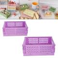 2x Folding Storage Basket Storage Crate with Handle for Bedroom Desk Green.