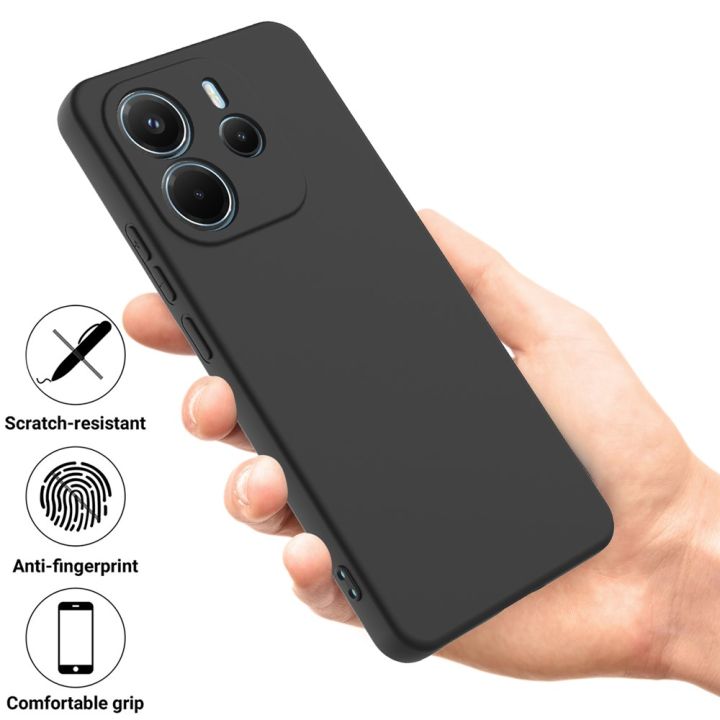Xiaomi Redmi Note 14 4G Silicone Matte Flexible Soft Phone Case - Black - Phone Back Cover