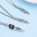 New Game Valorant Pendant Fashion Jett Knife Necklace Inlay Blue Crystal Gamer Jewelry for Brother Boyfriend Cosplay Gift. 
