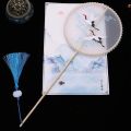 Chinese Style Embroidery Fan Decoration Fans With Ancient Style Long Handle Tassel Chinese Clothing Cheongsam Dance Hand Fan. 