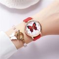 Temperament Fashion Simple Belt Ladies Watch Butterfly Pattern Rhinestone Quartz Tumblers Casual Watch Women. 