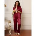 Stylish Slumber: Women’s Silky Pajama Set for Cozy Nights. 