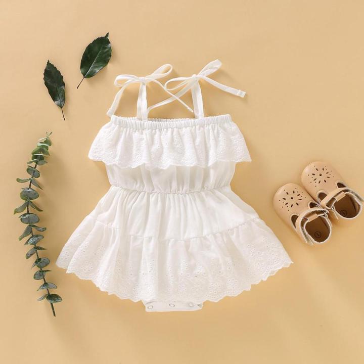 NYT Newborn Infant Baby Girl Sleeveless Solid Lace Dress Romper Clothes Outfits