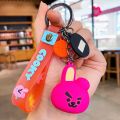 Kpop Idol BTS BT21 cute cartoon silicone doll keychain key ring pendant.