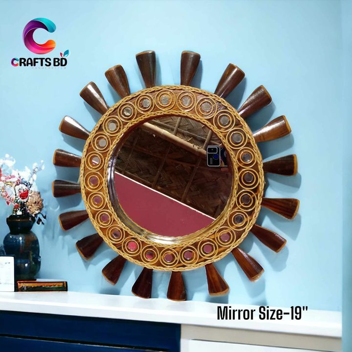 Wooden Bamboo Zigzag Mirror