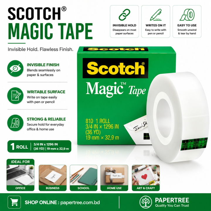 3M Scotch Magic Tape – 3/4 Inch × 36 Yards