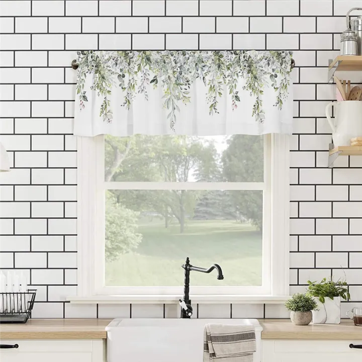 Sage%20Green%20Curtain%20Valance%20for%20Watercolor%20Eucalyptus%20Leaf%20Rod%20Pocket%20Valance%20Window%20Treatments%20Plant%20Leaves%20Easy%20to%20Use%20137x45cm%20-%20Image%203