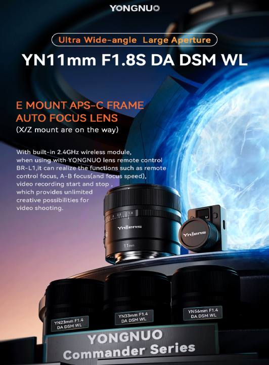 YONGNUO YN11mm F1.8S DA DSM WL AF/MF APS-C Frame Large Aperture Fixed Prime Lens for Sony E Mount Mirrorless Cameras