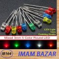 100Pcs- 3mm COLORFUL LED Mixed 3mm 5 Color Round LED Light Emitting Diode Basic LED Green Red Yellow Blue White Light Bulbs For Electronics Project Indicator Front Panels Light DIY. 