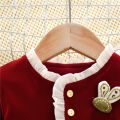 【Trending Now】 Spring And Winter New Girl Baby Dress With Knot Little Rabbit Button Lace Folded And Fluffy Dress Retro Style. 