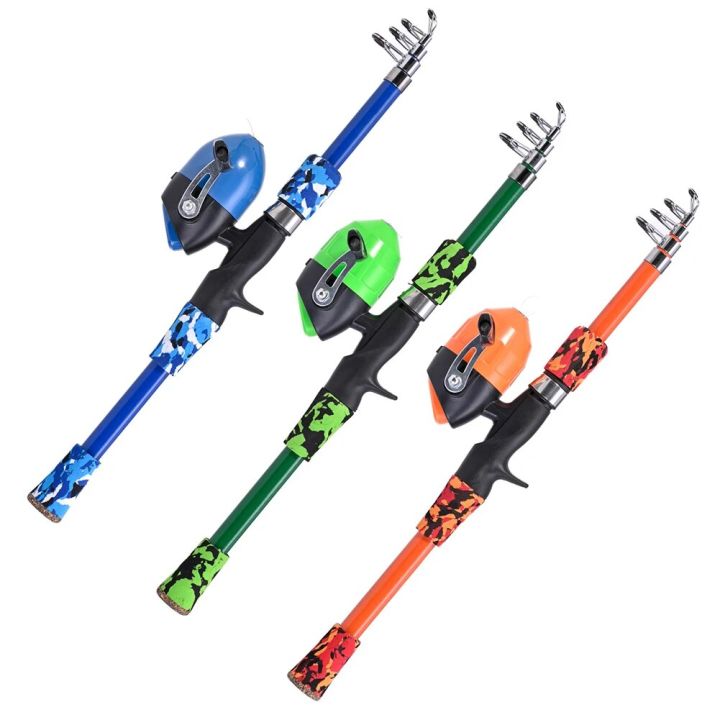 Kids Fishing Pole Set Telescopic Fishing Rod and Spinning Reel Combo Children Child Fishing Rod Baits Hooks for Saltwater Travel